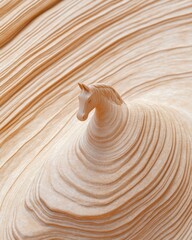 Poster - Whimsical Elegance in Design Sculptural Wooden Unicorn with Textured Layers Enchanting Home Decor and Artistic Inspiration for Modern Interiors