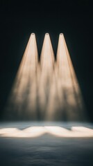 Poster - Fog-Laden Theatrical Lights Dynamic Spotlight Array Illuminating Smoke and Particles - Enhancing Stage Design, Immersive Entertainment, and Performance Ambiance for Iconic Presentations
