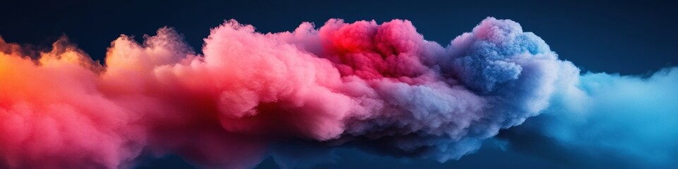 Poster - Vibrant Smoke Art Vivid Cloud Formation Over Deep Blue Backdrop - Spectacular Visual Content for Creative Marketing and Dynamic Event Design