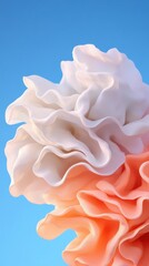 Aufkleber - Ethereal Textile Art Flowing Silk Sculpture with Peach and White Hues Against Azure Sky - Contemporary Art Content for Fashion Marketing and Luxury Home Decor