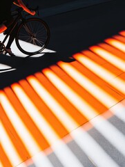 Leinwandbilder - Dynamic Urban Cycling Visual Modern Cyclist with Protective Gear in Vibrant Business District - Promoting Transportation Safety and Innovative Urban Design Solutions