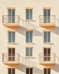 Aufkleber - Geometric Minimalism in Urban Living Angular Facade with Protruding Balconies for Modern Architectural Aesthetics in Contemporary Property Developments