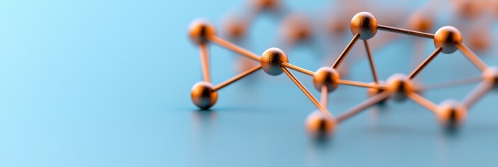 Leinwandbilder - Innovative Copper Node Network Geometric Pattern on Blue Surface for Strategic Organizational Architecture and Tech-Driven Planning in Modern Business
