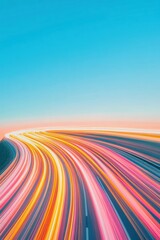 Fototapete - Vibrant Long-Exposure Highway Light Trails Curved Road in Urban Nightscape - Capturing Modern Mobility and Smart Transportation for Business Innovation and Digital Marketing