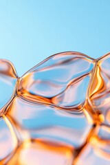 Fototapete - Abstract Glass Aesthetic Dynamic Amber and Blue Forms in Modern Design - Visual Content for Wellness Marketing and Digital Branding