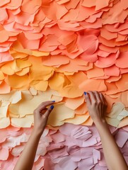 Poster - Gradient Paper Artistry Vibrant Textured Sticky Notes in Modern Workspace - Innovative Strategy Design for Creative Business Planning and Collaboration
