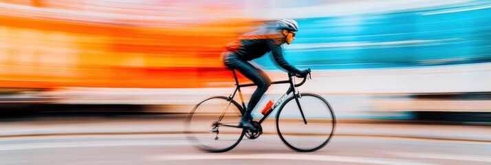 Aufkleber - Dynamic Urban Cycling Motion Blur High-Speed City Commuting for Modern Mobility Marketing - Vibrant Streets and Dynamic Lifestyles in Fast-Paced Urban Environments