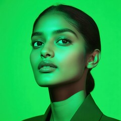 Aufkleber - Modern Monochrome Chic Young Adult in Midnight Green Attire and Background - Fashion Editorial for Contemporary Branding and Digital Marketing Strategies
