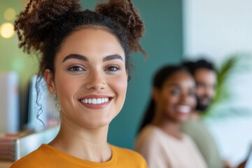 Aufkleber - Multi-Ethnic Reception Team in Modern Healthcare Setting Warm Hospitality and Patient-Centric Design for Optimal Healthcare Experience