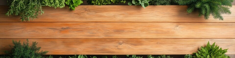 Aufkleber - Biophilic Workspace Design Wooden Meeting Table with Indoor Plants - Enhancing Collaborative Efficiency in Modern Business Environments for Diverse Professionals