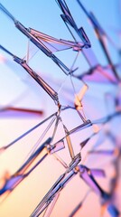 Leinwandbilder - Futuristic Digital Aesthetic Sharp Geometric Patterns in White, Blue and Violet for High-Tech Visual Branding and Innovative Marketing Strategies