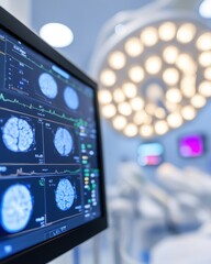 Leinwandbilder - Hyper-Realistic Medical Interface Display in Modern Healthcare Facility - Enhancing Professional Efficiency with Cutting-Edge Digital Tools and Natural Lighting for Clinical Excellence