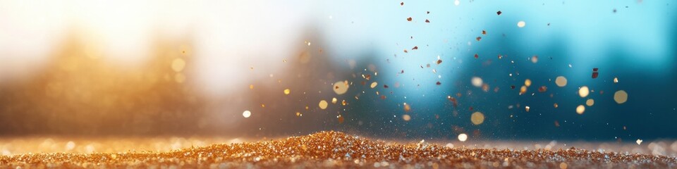 Poster - Celestial Glitter Aesthetic Scattered Particles on Dark Backdrop for Event Branding and Festive Marketing - Enhancing Visual Content with Sparkling Textures