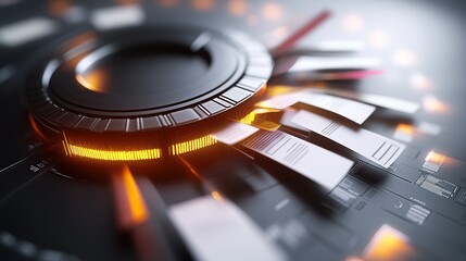 Wall Mural - abstract futuristic design featuring a circular interface with glowing elements and dynamic patterns