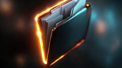 Poster - a glowing folder filled with documents against a dark, blurred background, symbolizing digital organ