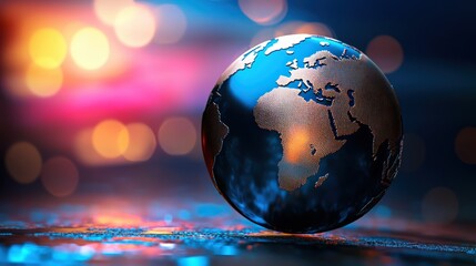 Wall Mural - a beautifully illuminated globe representing earth, set against a vibrant, colorful background