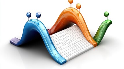 Wall Mural - colorful abstract graph with smooth curves and markers, representing data trends and analysis