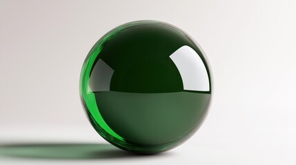 Poster - a glossy green glass sphere resting on a light surface, casting soft shadows in the background