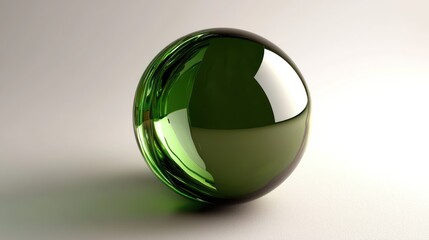 Poster - a glossy green glass sphere reflecting soft light on a neutral background, showcasing elegance