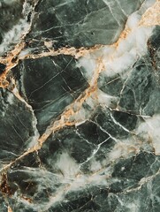 Aufkleber - Elegant Marble Stone Surface with Striking Green and Gold Patterns for Interior Design : Generative AI