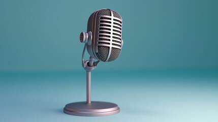 Wall Mural - vintage microphone on a smooth gradient background, symbolizing music and creativity