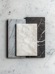 Poster - Elegant Display of Triangular Marble Cutters on a Polished Marble Background : Generative AI