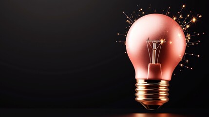 Wall Mural - a glowing light bulb with sparks on a dark background, symbolizing innovation and creativity