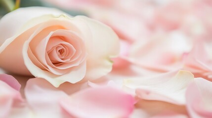 Poster - Delicate pink rose petal arrangement with soft background highlighting the beauty of nature : Generative AI
