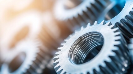 Leinwandbilder - Close Up Of High Quality Metal Gears Featuring Modern Industrial Design Elements : Generative AI