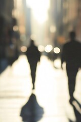Aufkleber - Soft Focus Silhouettes Of People Walking On Busy City Street : Generative AI
