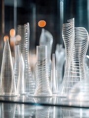 Aufkleber - Contemporary artistic glass sculptures resembling modern architecture reflecting creativity : Generative AI