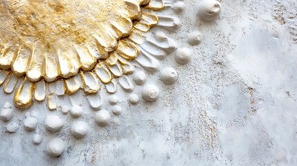 Leinwandbilder - Elegant Textured Background with Artistic Golden Design on Neutral Canvas : Generative AI