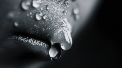 Poster - Close Up Photography of Lips with Drops of Water on Smooth Skin : Generative AI