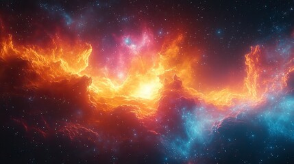 Wall Mural - a multicolored vortex of energy, forming a cosmic digital background with vibrant color gradients, s