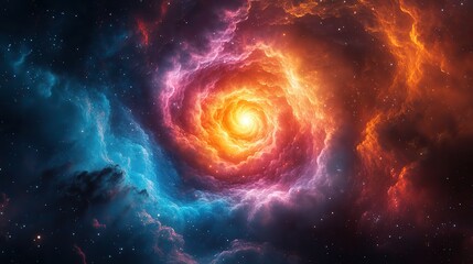 Wall Mural - a multicolored vortex of energy, forming a cosmic digital background with vibrant color gradients, s