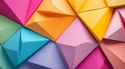 Fototapete - Colorful Geometric Shapes in Pink Orange Yellow and Blue Creating a Modern Abstract Design : Generative AI