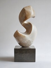Aufkleber - Elegant Abstract Sculpture Made from Smooth Stone with Unique Curves and Forms : Generative AI