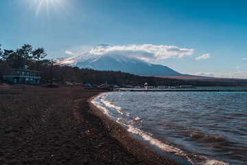 Wall Mural - landscape of fuji mountain at lake yamanaka,japan
