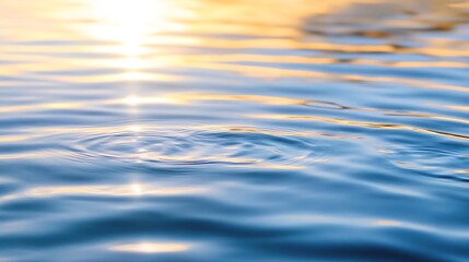 Aufkleber - Tranquil Water Surface with Gentle Ripples Reflecting a Warm Sunset : Generative AI