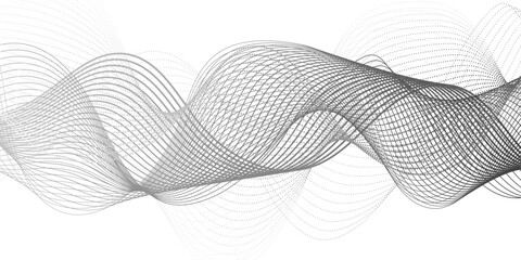 Wall Mural - digital dynamic wave of particles. vector abstract white futuristic lines. black and white gradient 