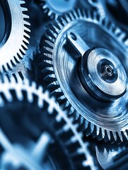 Leinwandbilder - Close up of intricate metallic gears showcasing mechanical precision and engineering : Generative AI
