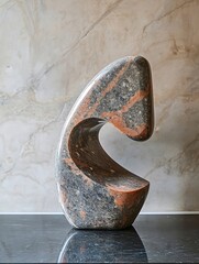 Aufkleber - Artistic Marble Sculpture Displayed on a Solid Surface with Elegant Texture and Unique Shape : Generative AI