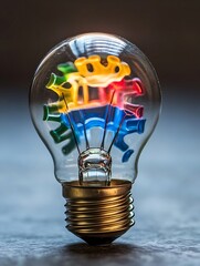Aufkleber - Creative Colorful Light Bulb with Unique Design Concept : Generative AI