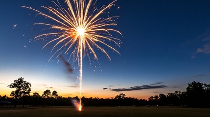 Leinwandbilder - Stunning Fireworks Display Illuminating Night Sky Over Park at Dusk : Generative AI