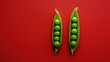 © Павел Герговский - creative food / nutrition / diet concept with fresh green peas in a group and single open pea pod, minimalist colorful graphic layout