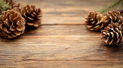 Leinwandbilder - Organic Pine Cones on Rustic Wooden Background for Nature Decor : Generative AI