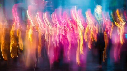 Poster - Colorful Night Lights in City Creating Vibrant Abstract Effect for Modern Artwork : Generative AI