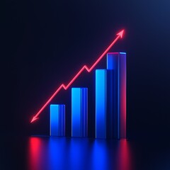 Poster - A D bar chart in blue and red with increasing bars, representing a stock market rise