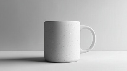 Wall Mural - Minimalist Mug: A clean, white ceramic mug sits in soft, diffused lighting, its sleek design and smooth surface conveying simplicity and elegance.