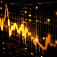 Poster - A golden candlestick chart with data points rising, symbolizing an increase in gold prices